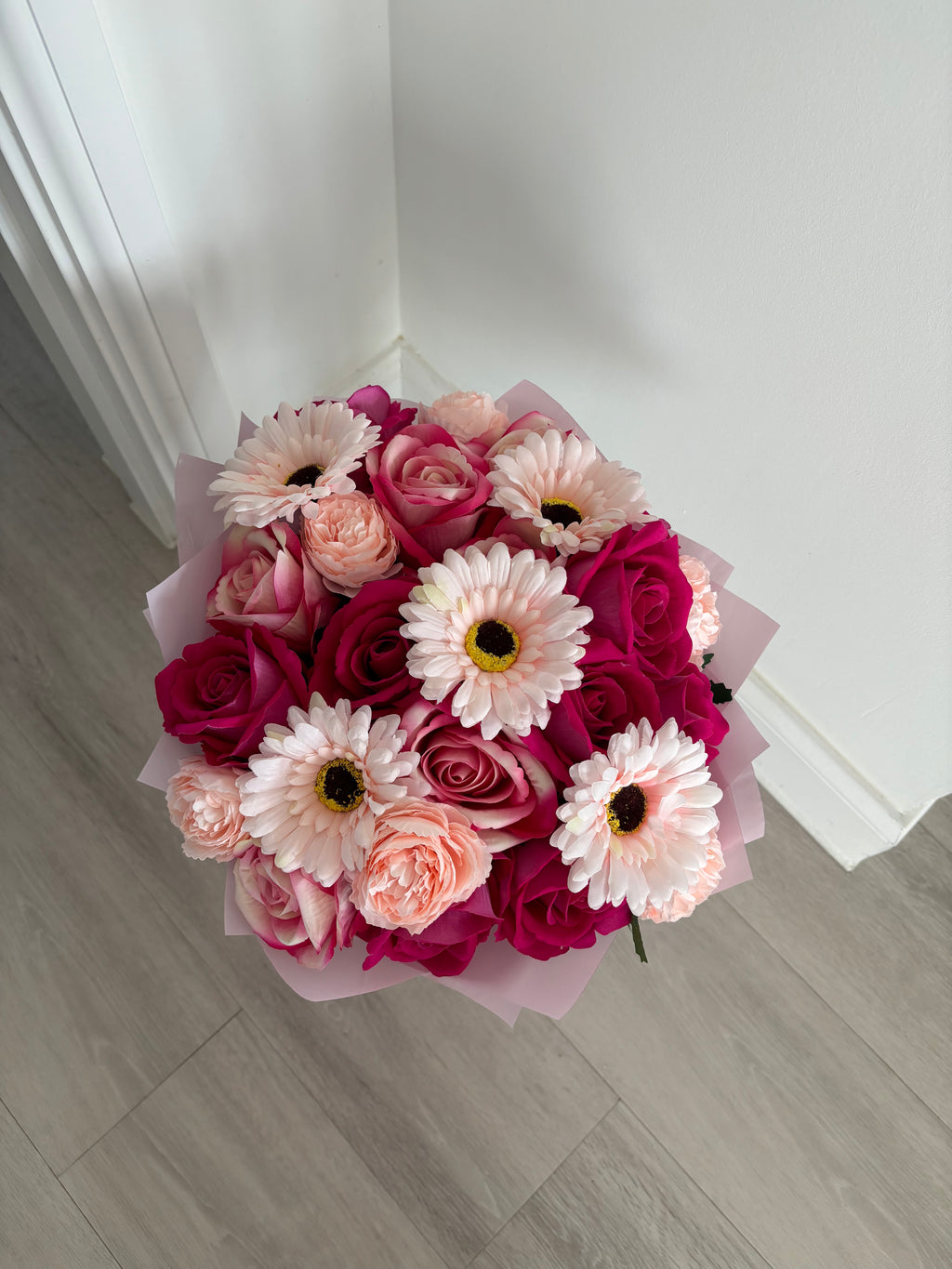 Mixed Wild Pink Wrapped Bouquet