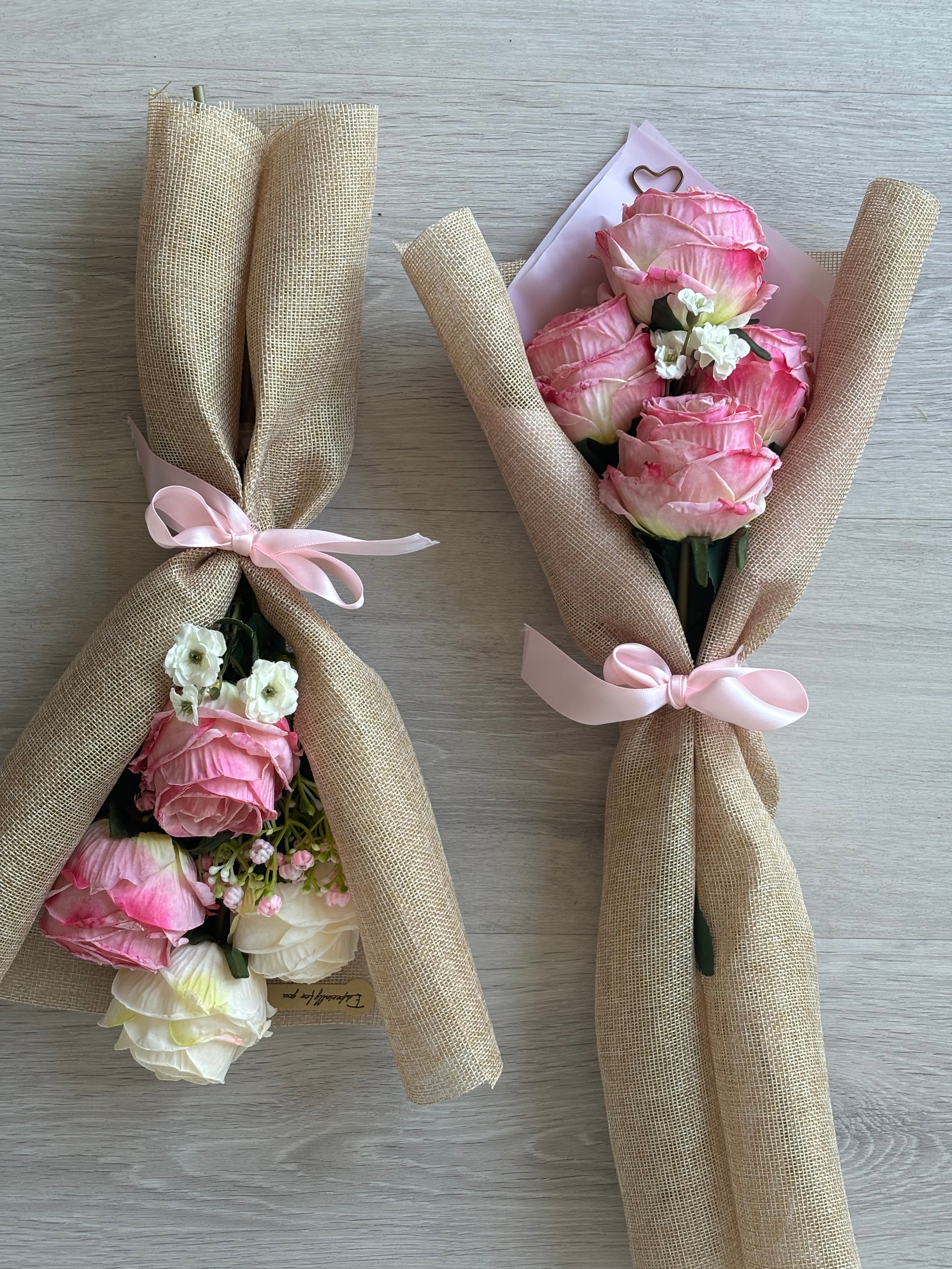 Pink/Cream Mini Rose Bouquet