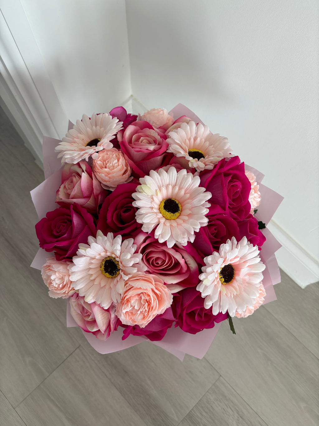 Mixed Wild Pink Wrapped Bouquet