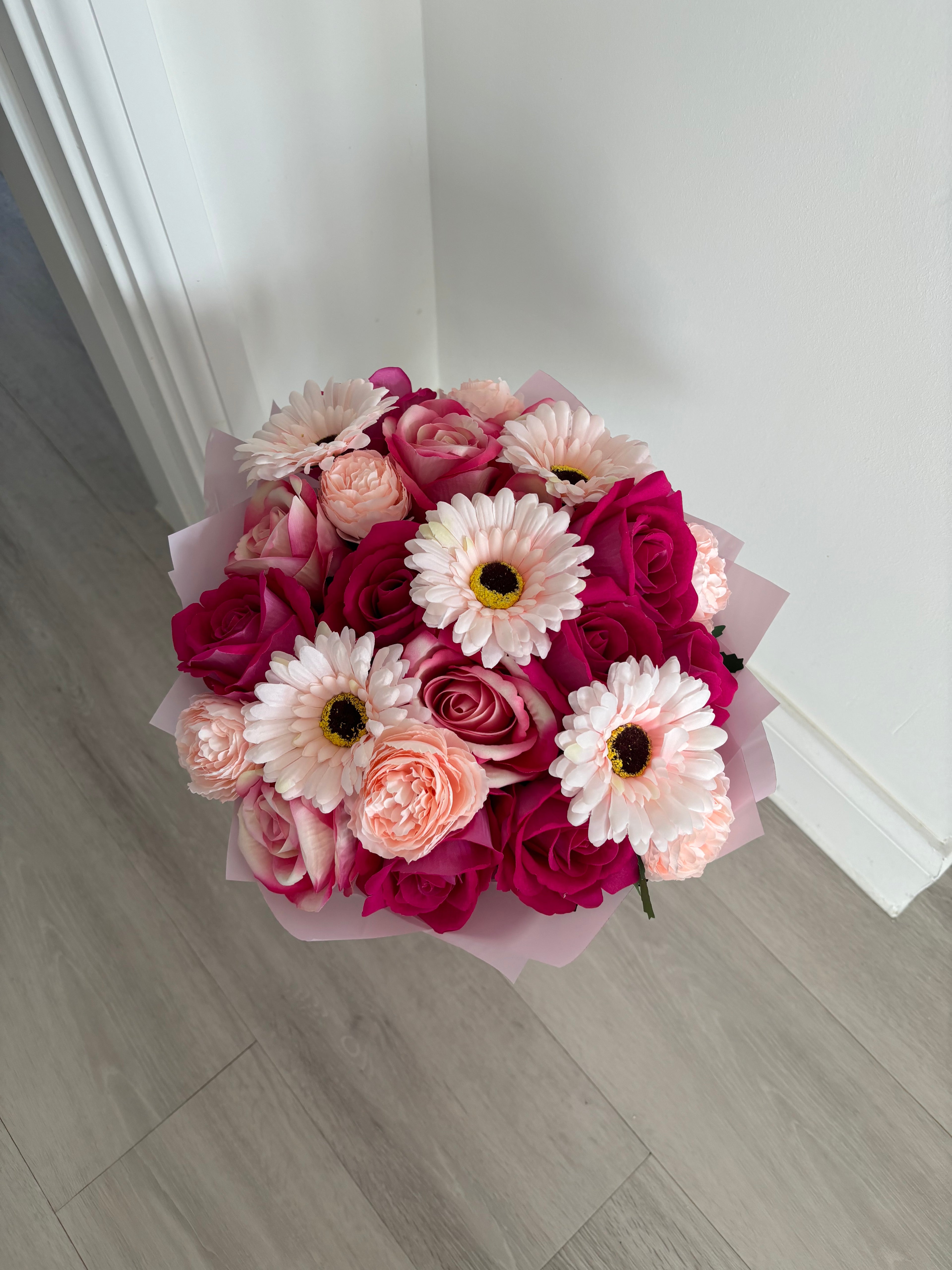 Mixed Wild Pink Wrapped Bouquet