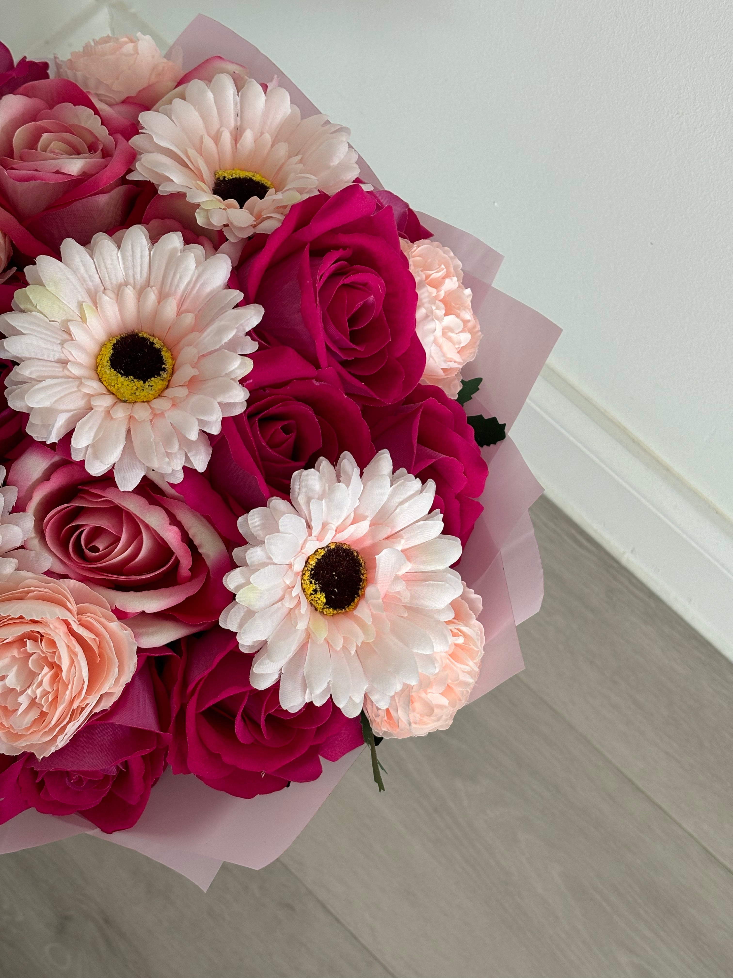 Mixed Wild Pink Wrapped Bouquet