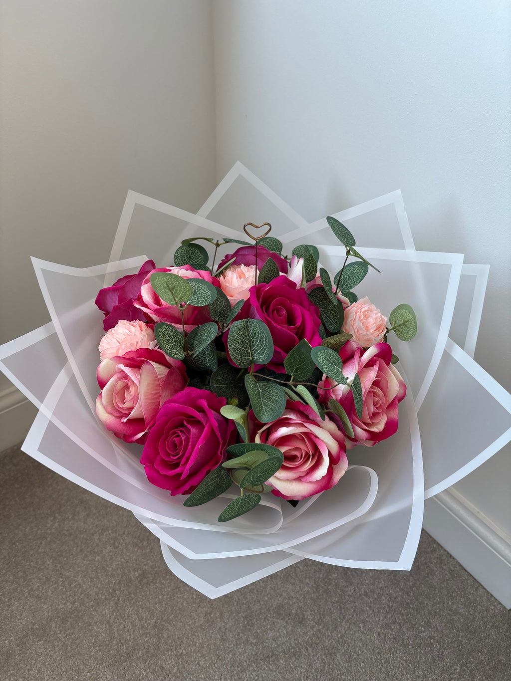 Pink Mixed Wrapped Bouquet