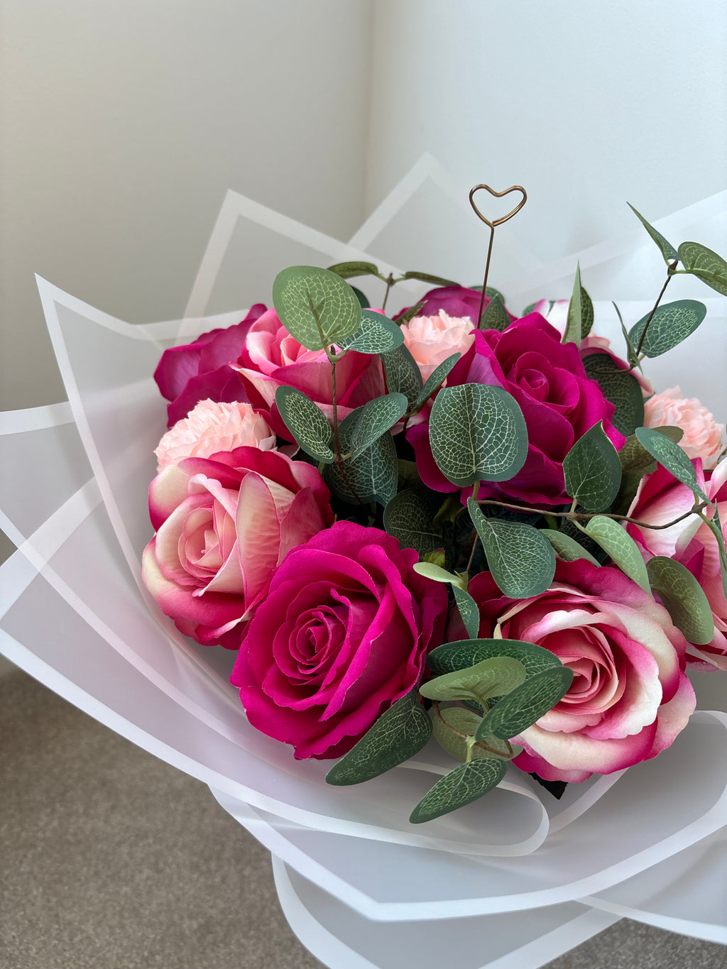Pink Mixed Wrapped Bouquet