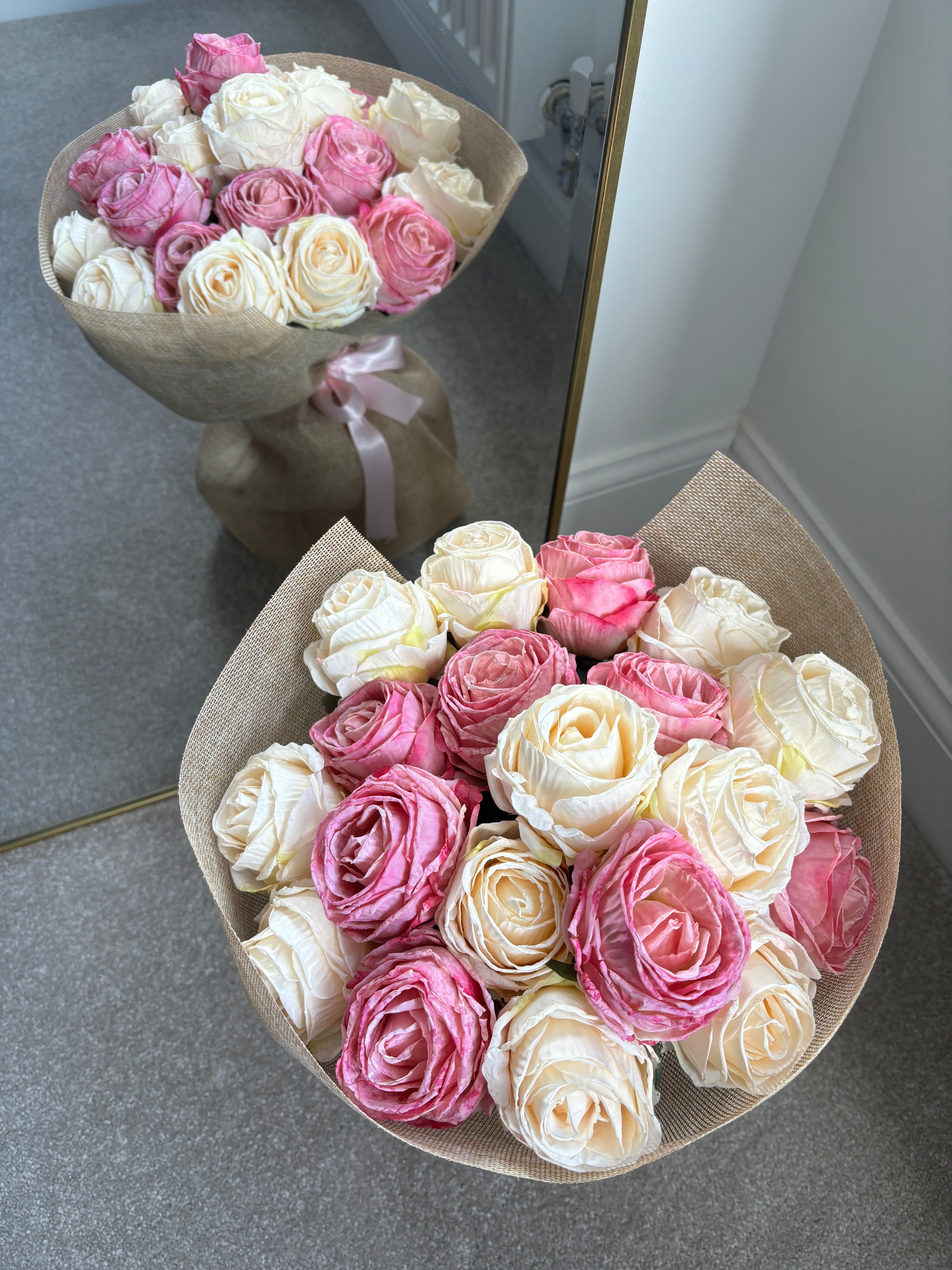 Pink and Cream Rose Bouquet