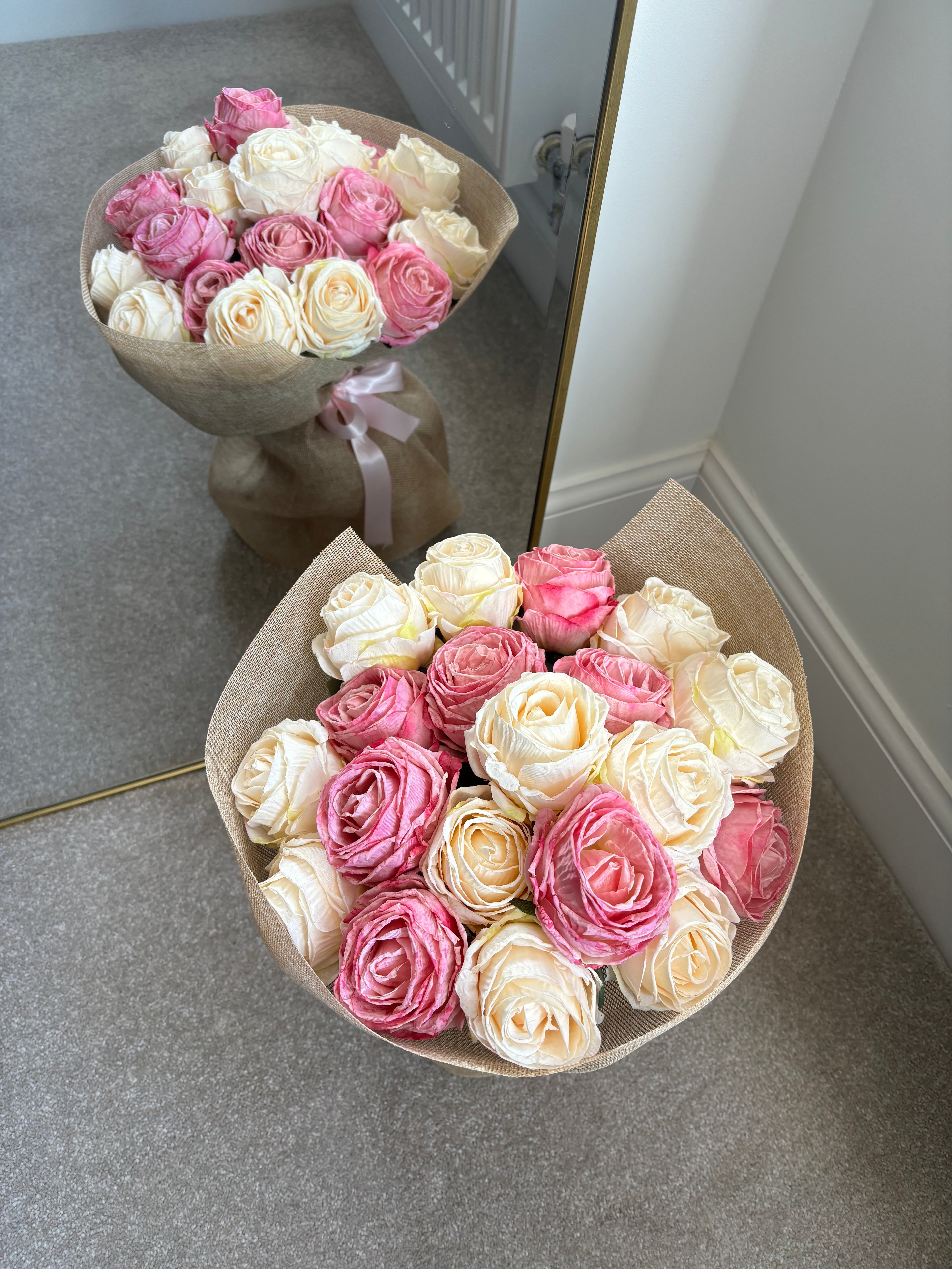 Pink and Cream Rose Bouquet