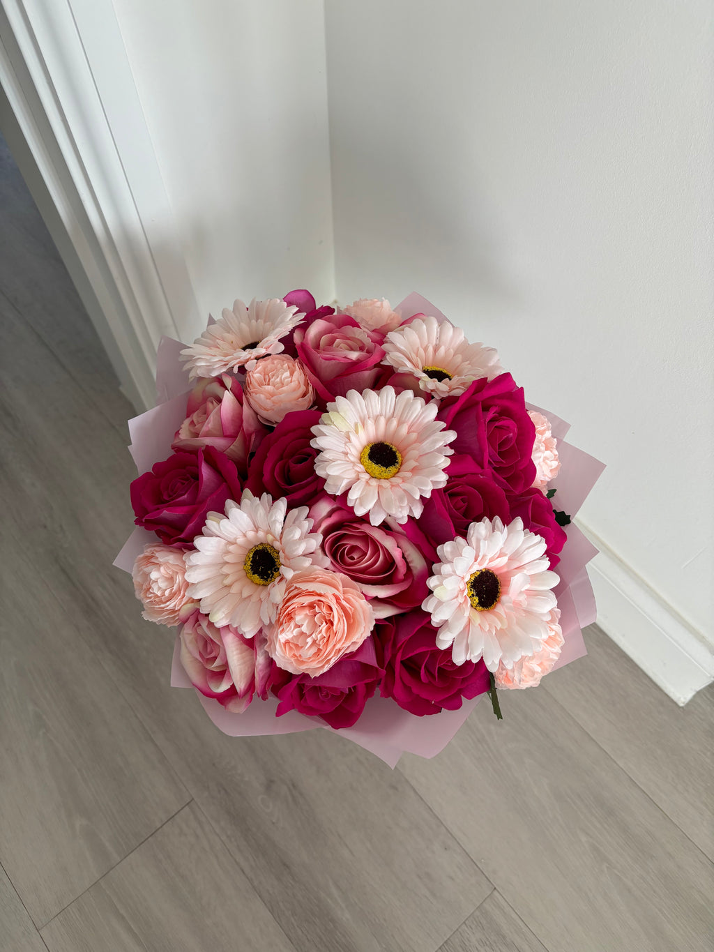 Mixed Wild Pink Wrapped Bouquet