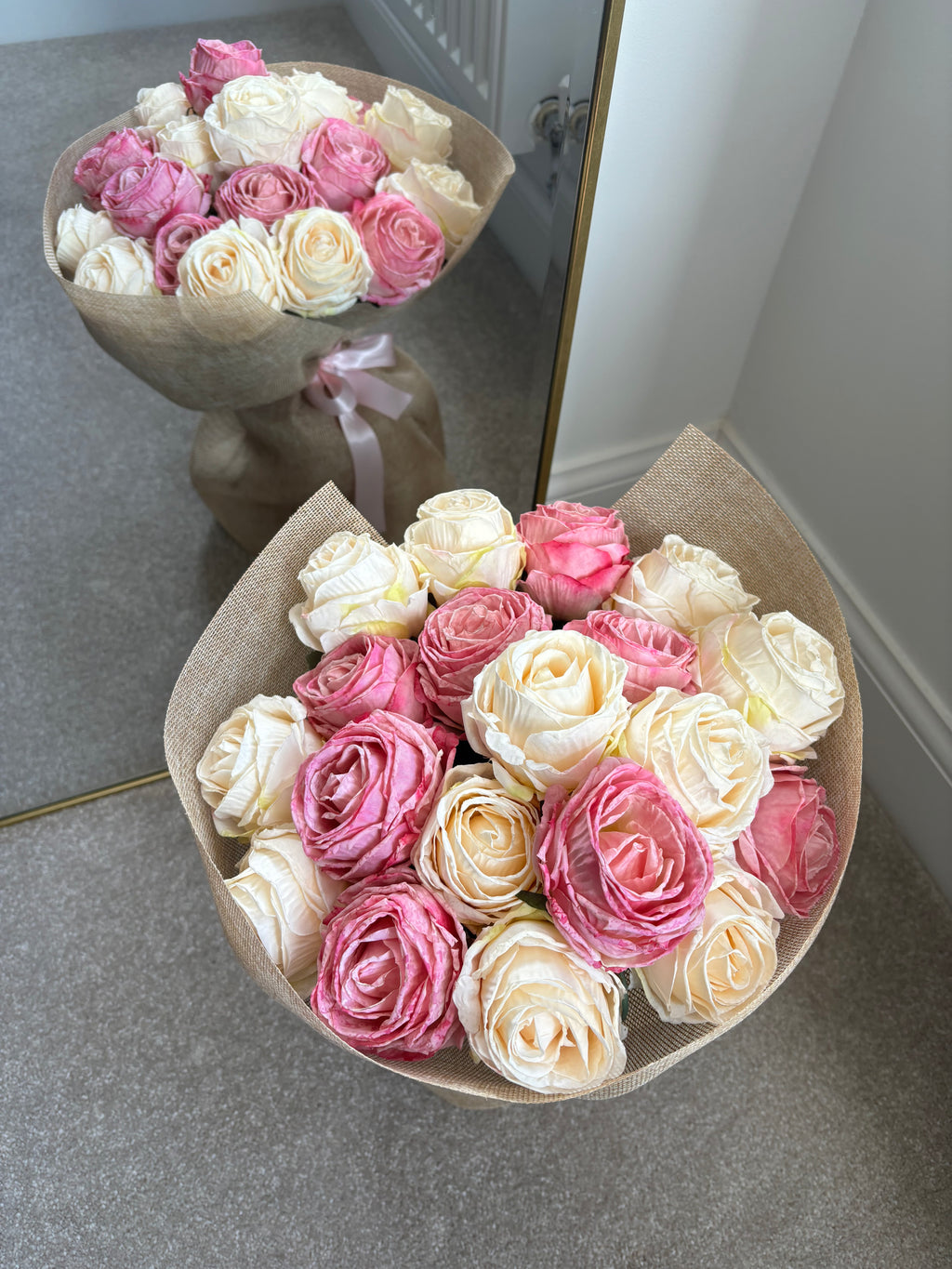 Pink and Cream Rose Bouquet