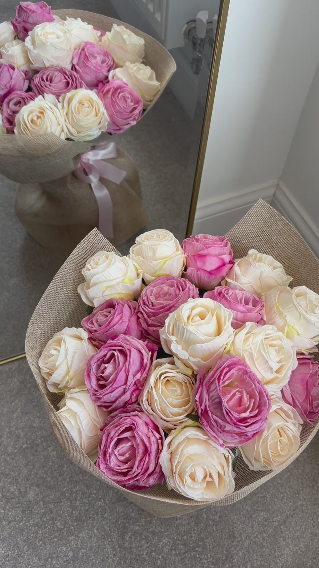 Pink and Cream Rose Bouquet
